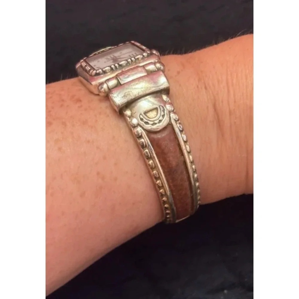 Chico's Silver Tone Cuff Bangle Watch Square Face Roman Numerals CH-310BG